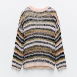 Zara Drop Stitch Stripped Knit Sweater